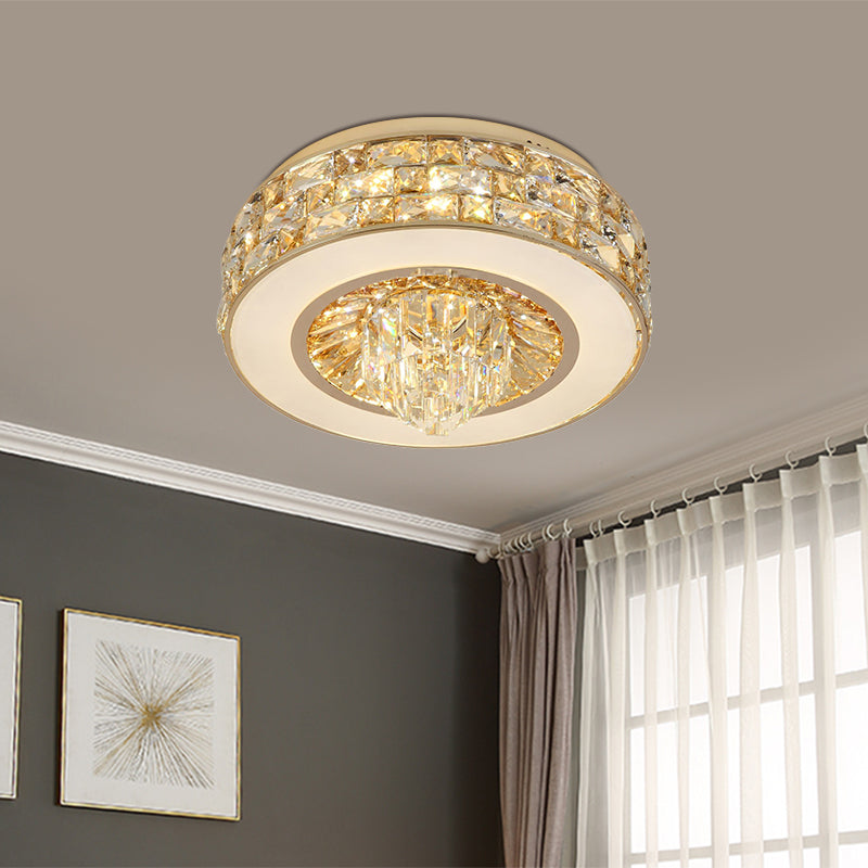 Contemporary LED Crystal Flushmount Ceiling Light in Gold for Dining Room