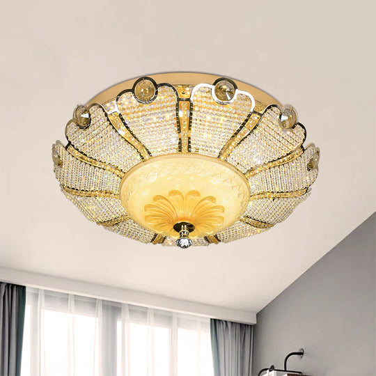 16"/19.5" W LED Modern Scalloped Crystal Flush Mount Spotlight in Gold