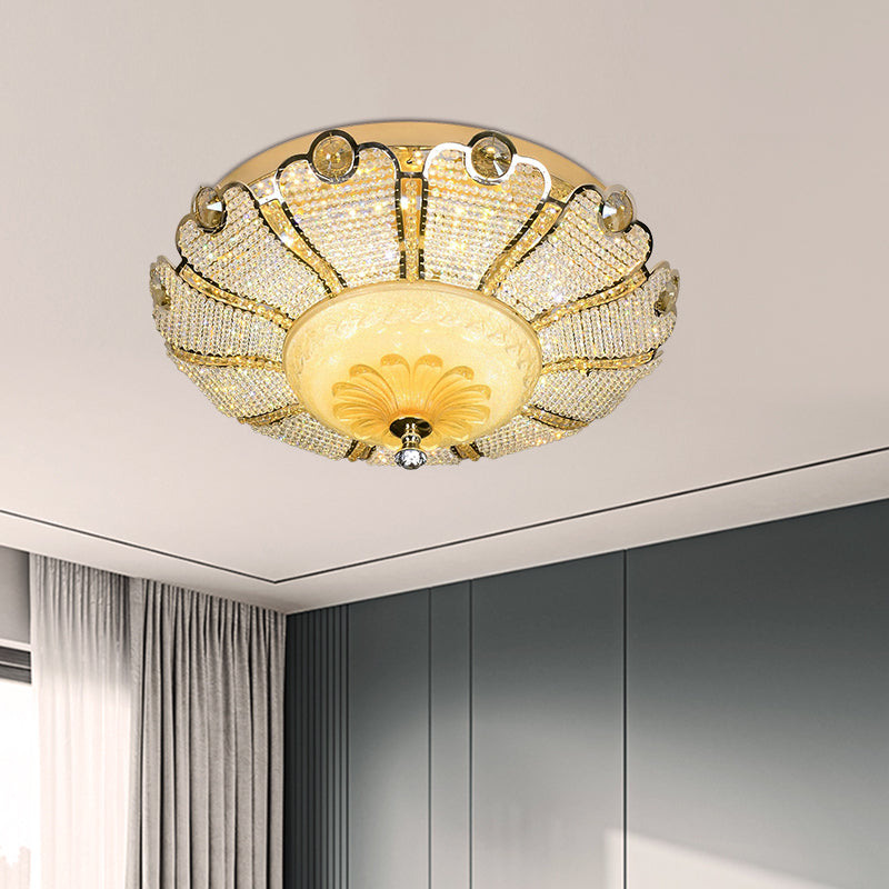 16"/19.5" W LED Modern Scalloped Crystal Flush Mount Spotlight in Gold