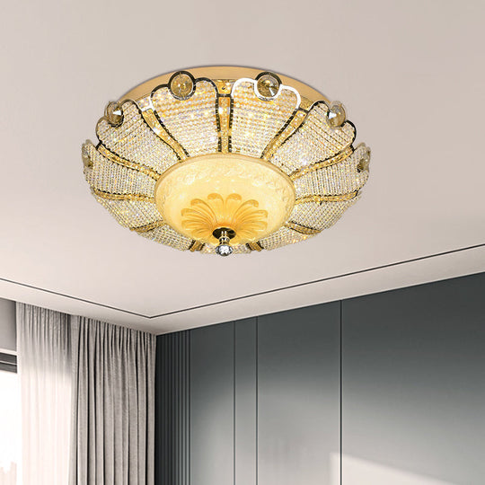 16/19.5 W Led Modern Scalloped Crystal Flush Mount Spotlight In Gold