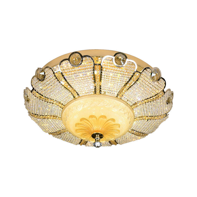 16"/19.5" W LED Modern Scalloped Crystal Flush Mount Spotlight in Gold