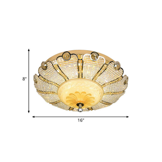 16"/19.5" W LED Modern Scalloped Crystal Flush Mount Spotlight in Gold