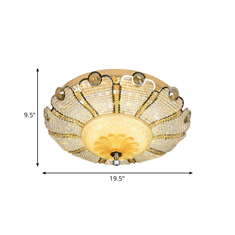 16"/19.5" W LED Modern Scalloped Crystal Flush Mount Spotlight in Gold