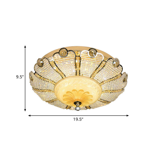 16"/19.5" W LED Modern Scalloped Crystal Flush Mount Spotlight in Gold