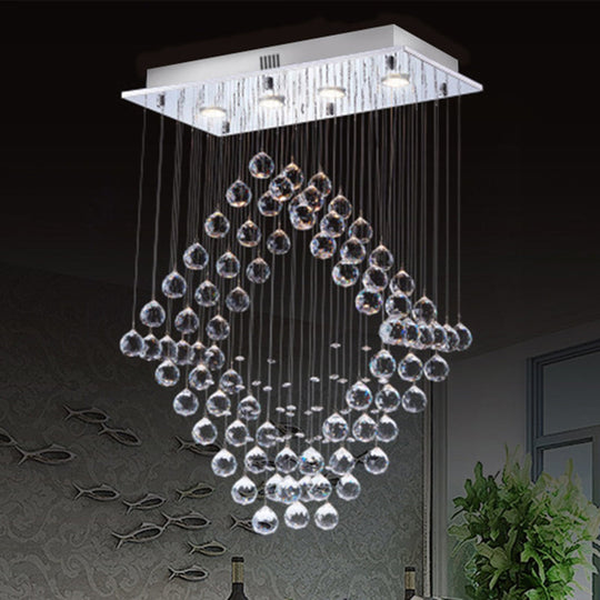 Modern Chrome Diamond Flush Ceiling Light Crystal Orb LED Flush Mount Lamp for Dining Room