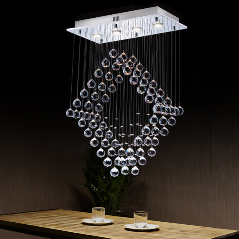 Modern Chrome Diamond Flush Ceiling Light Crystal Orb LED Flush Mount Lamp for Dining Room