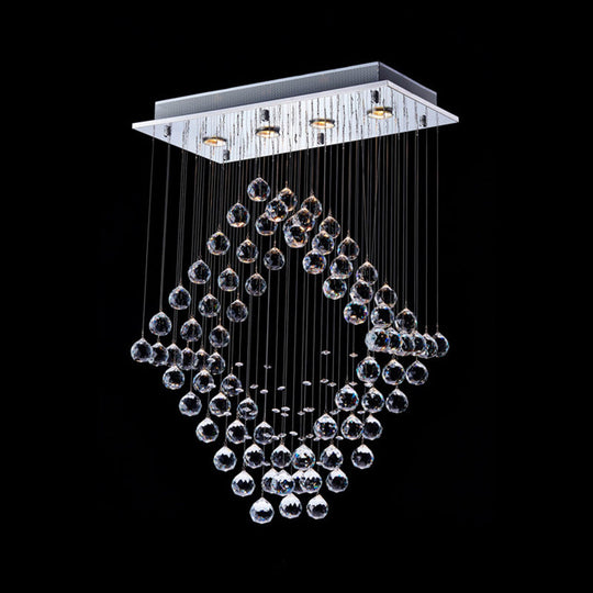 Modern Chrome Diamond Flush Ceiling Light Crystal Orb LED Flush Mount Lamp for Dining Room