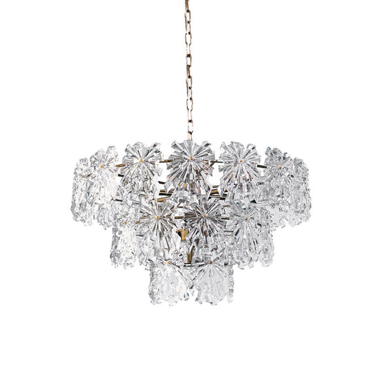 Modern Snowflake Crystal Chandelier - 3 Tiers, 4/7 Bulbs, 12"/17" Wide, Gold - Ideal for Dining Room Ceiling