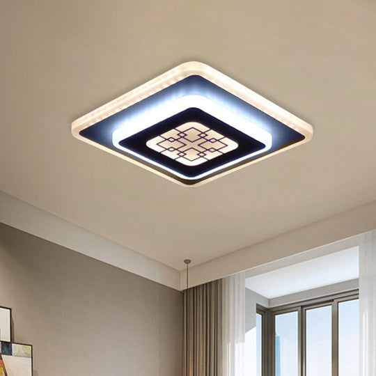 White and black Rhombus Corridor Light with Grid Pattern and LED Flush Mount