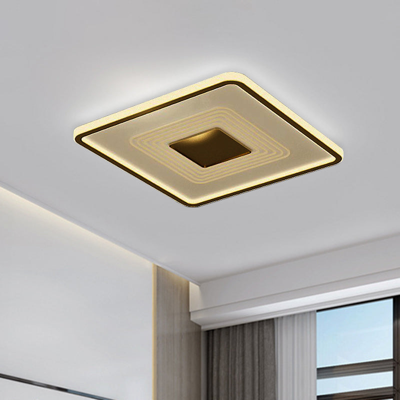 16 Modern Acrylic Led Flush Light Square/Rectangle Gold Finish White/Warm For Living Room / Warm