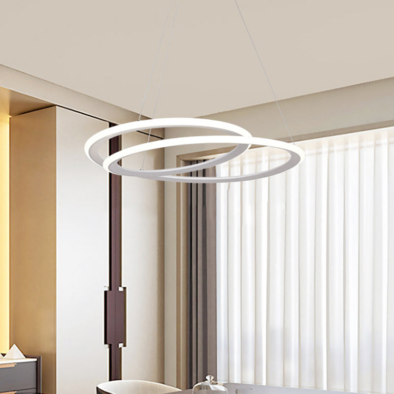 Halo Ring Chandelier: Minimal LED Acrylic Light Suspension Lamp for Dining Table