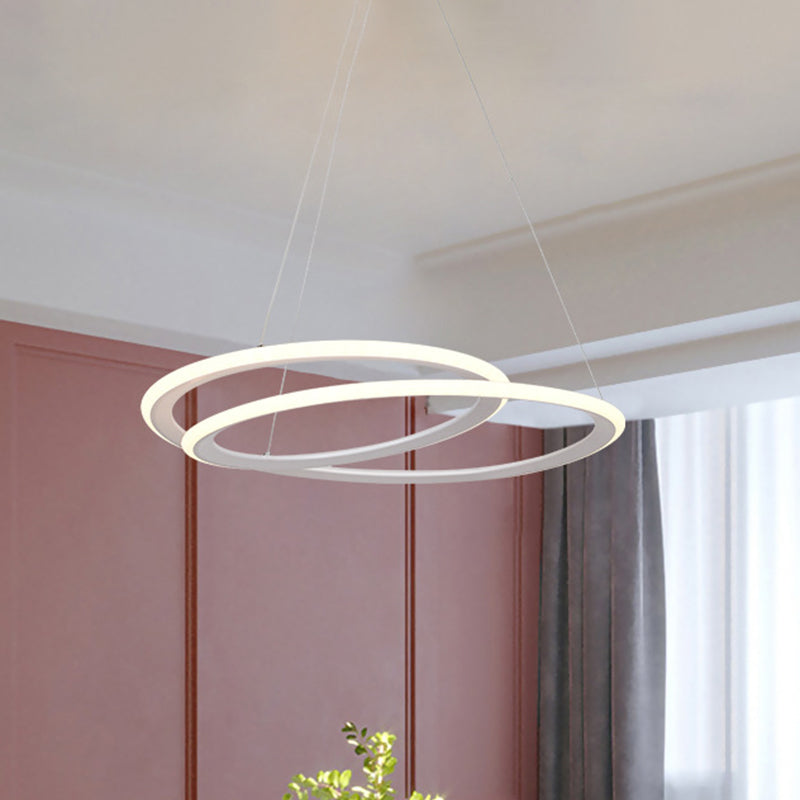 Halo Ring Chandelier: Minimal LED Acrylic Light Suspension Lamp for Dining Table