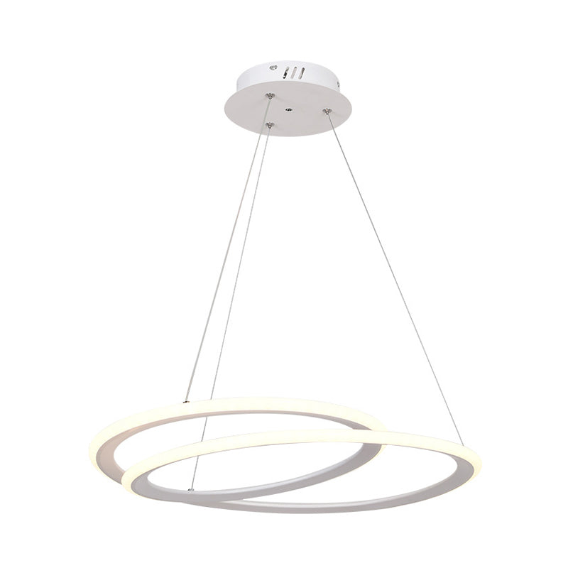 Minimal Led Acrylic Halo Ring Chandelier Lighting White Suspension Lamp For Dining Table Warm/White