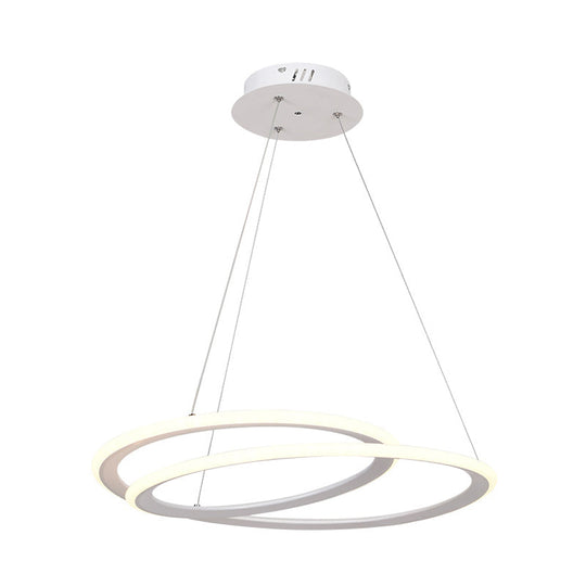 Minimal Led Acrylic Halo Ring Chandelier Lighting White Suspension Lamp For Dining Table Warm/White