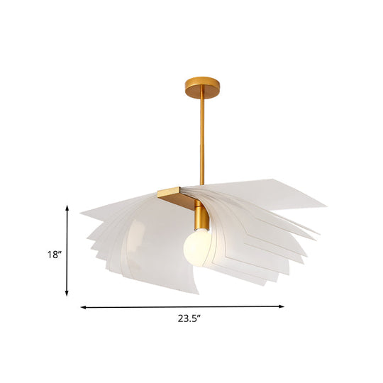 Modernist Gold LED Ceiling Light: Paper Shape Semi Flush Acrylic Design for Dining Room