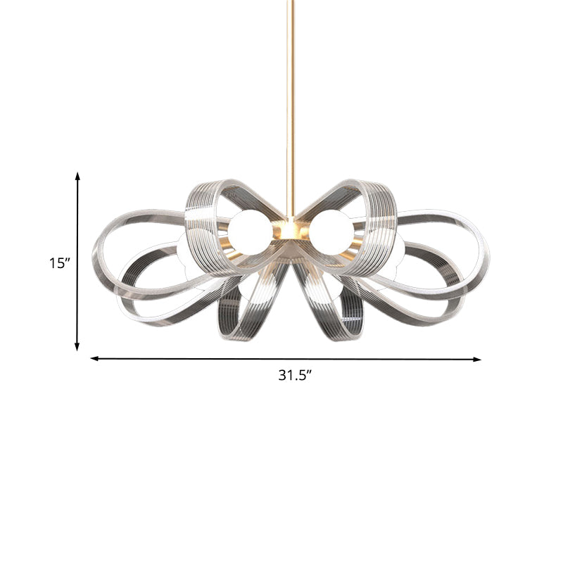 Contemporary White Flower Chandelier Pendant Light with 8 Acrylic Heads - Stylish Ceiling Hang Fixture