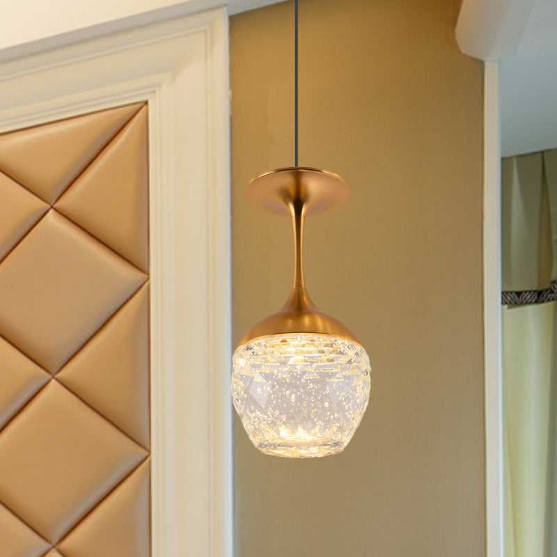 Gold Led Suspension Light: Bottle/Wine Cup Water Crystal Ceiling Pendant For Dining Table Décor