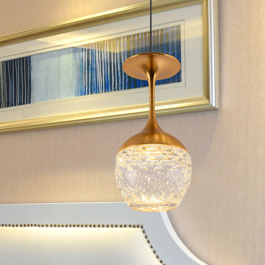 Gold Led Suspension Light: Bottle/Wine Cup Water Crystal Ceiling Pendant For Dining Table Décor