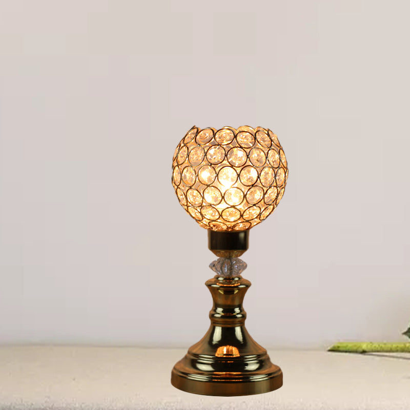 Rustic Gold Octagon Crystal Bead Night Light For Living Room Table