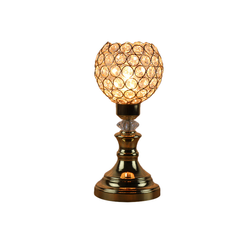 Rustic Gold Octagon Crystal Bead Night Light For Living Room Table