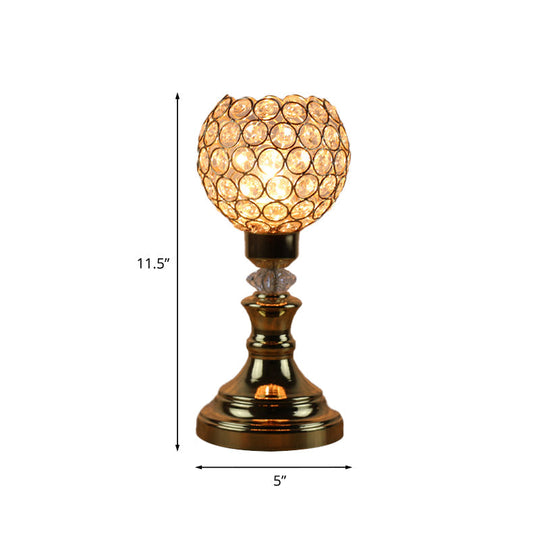 Rustic Gold Octagon Crystal Bead Night Light For Living Room Table