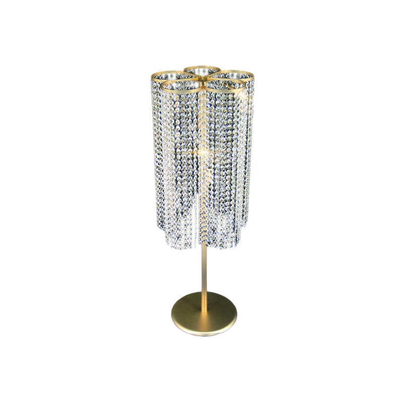 Gold Crystal Tassel Table Lamp - Modernist 1-Light For Hotels & Night Stands