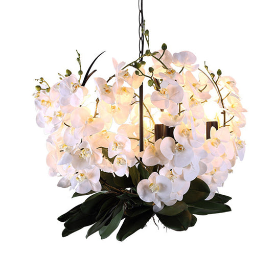 Viola - White Magnolia Metal Pendant Chandelier Factory 5 Lights Dining Room Hanging Light  in White