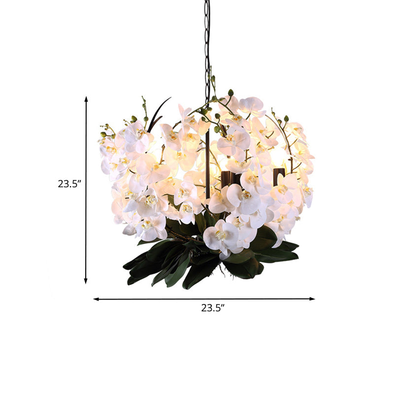 Viola - White Magnolia Metal Pendant Chandelier Factory 5 Lights Dining Room Hanging Light  in White