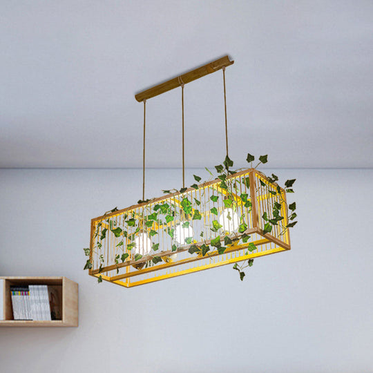 Vintage Beige Bamboo Pendant Light With Red Maple Leaf And Green Leaves Deco - Tea Room Lighting Kit