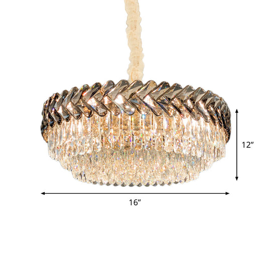 Modern Gold Crystal Pendant Chandelier - 3 Tiers 5-Light Living Room Hanging Lamp Kit