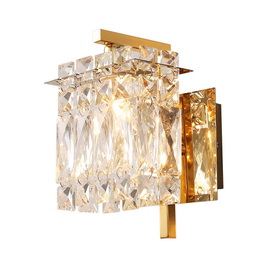 Stylish Crystal Rectangle Wall Light In Gold/Chrome For Modern Bedrooms