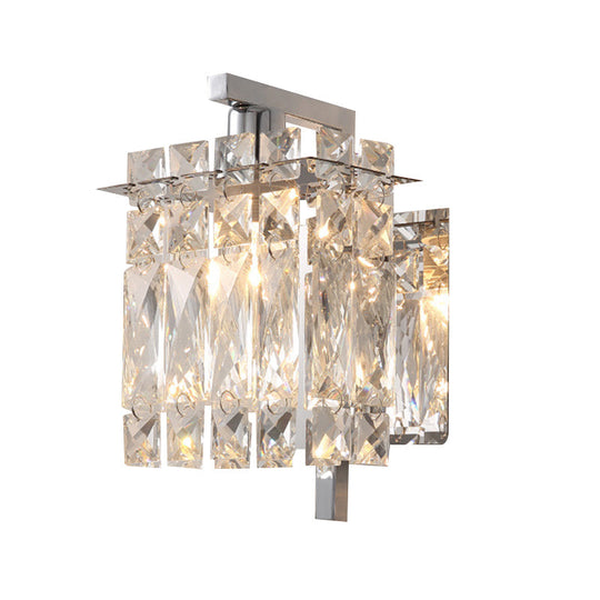 Stylish Crystal Rectangle Wall Light In Gold/Chrome For Modern Bedrooms