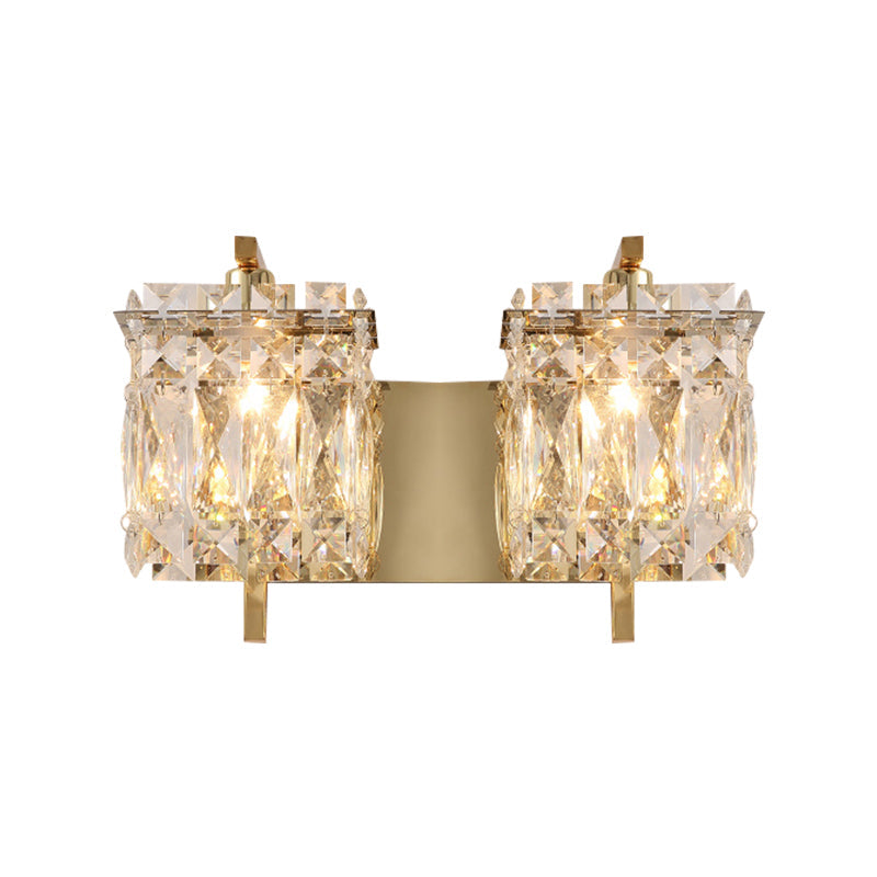 Stylish Crystal Rectangle Wall Light In Gold/Chrome For Modern Bedrooms