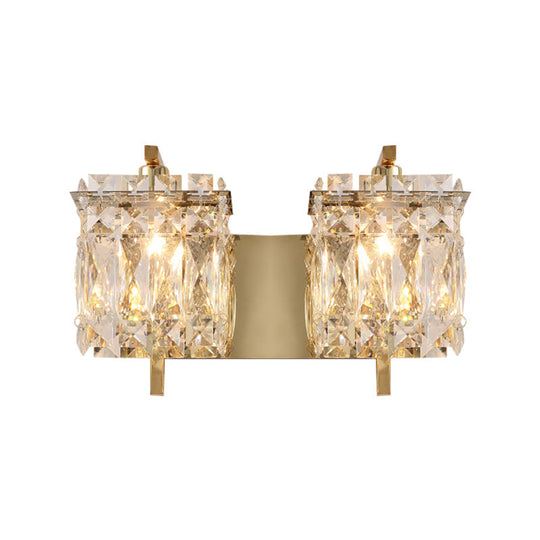 Stylish Crystal Rectangle Wall Light In Gold/Chrome For Modern Bedrooms