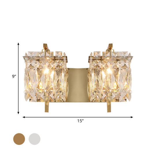 Stylish Crystal Rectangle Wall Light In Gold/Chrome For Modern Bedrooms