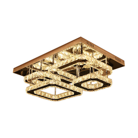 Contemporary LED Crystal Insert Ceiling Lamp with Chrome Finish