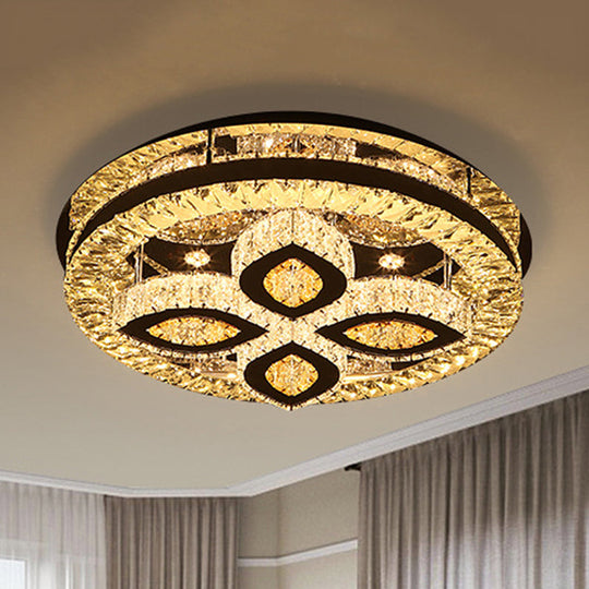 Modern Semi Mount LED Ceiling Light with Crystal Accents - Clover/Star Bedroom Lighting in Chrome