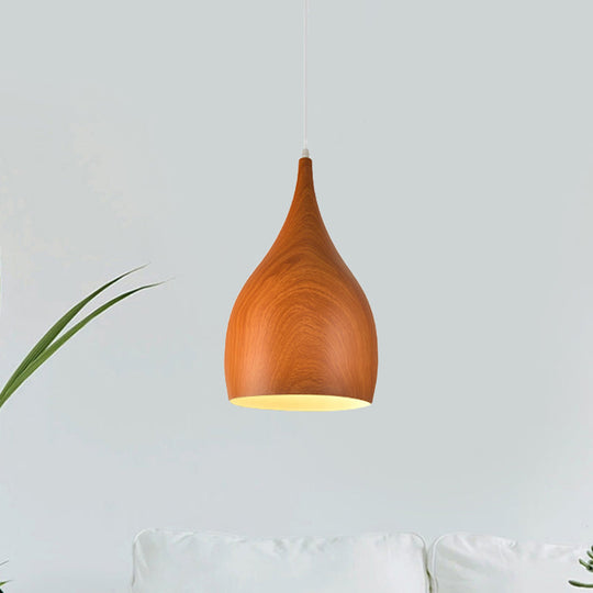 Teardrop Pendant Light Kit: 1-Head Aluminum Ceiling Lamp for Living Room - Industrial Style (Red Brown/Coffee)