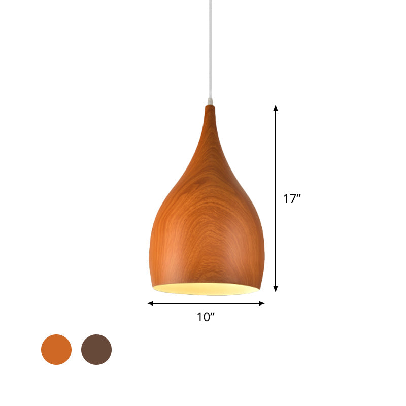 Teardrop Pendant Light Kit: 1-Head Aluminum Ceiling Lamp for Living Room - Industrial Style (Red Brown/Coffee)