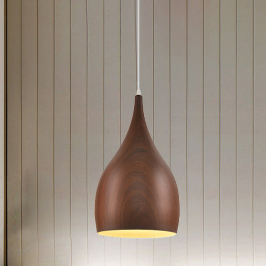 Teardrop Pendant Light Kit: 1-Head Aluminum Ceiling Lamp for Living Room - Industrial Style (Red Brown/Coffee)