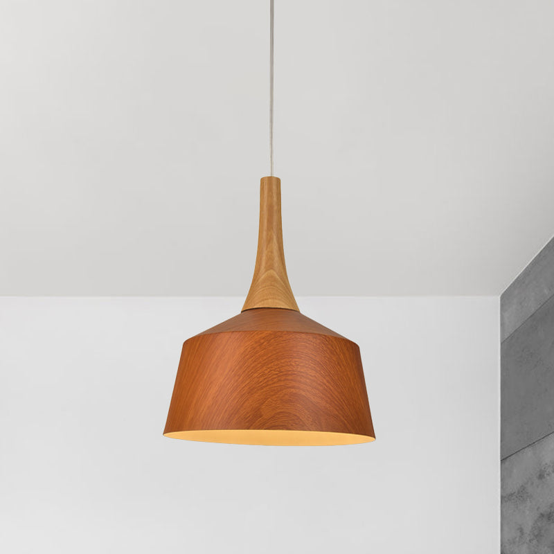 Barn Style Farm Suspension Light - White/Red Brown/Coffee Finish, Aluminum Hanging Lamp with Wooden Cap