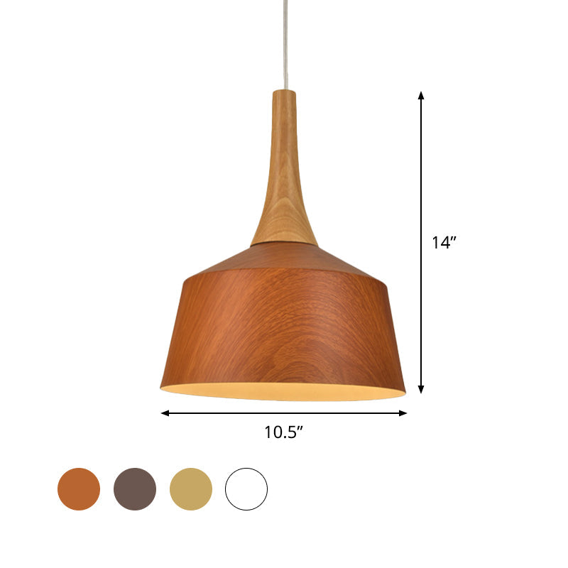 Barn Style Farm Suspension Light - White/Red Brown/Coffee Finish, Aluminum Hanging Lamp with Wooden Cap