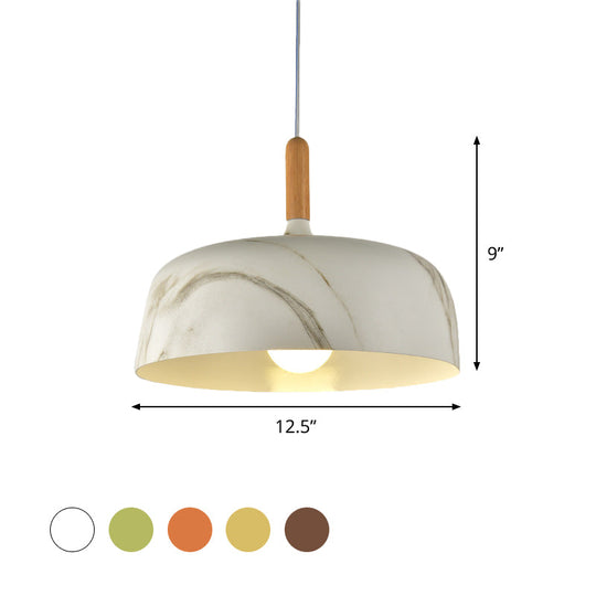 Farmhouse Aluminum Suspension Lamp - 1 Head Bedroom Ceiling Light White/Green/Red Brown