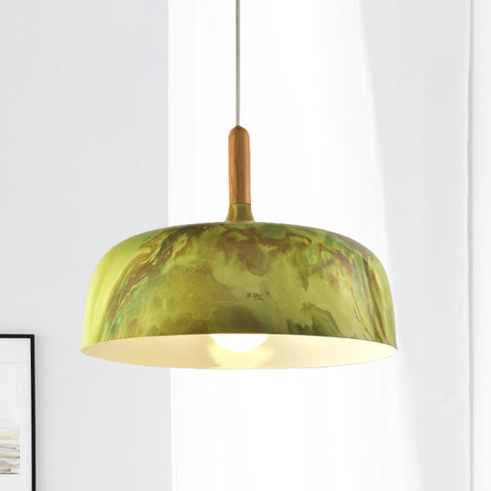 Farmhouse Aluminum Suspension Lamp - 1 Head Bedroom Ceiling Light White/Green/Red Brown Green