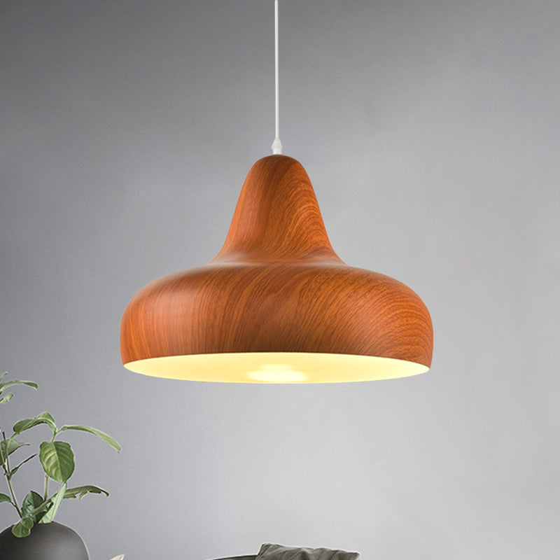 1-Light Warehouse Onion Aluminum Pendant - White/Coffee/Wood Ideal For Dining Room