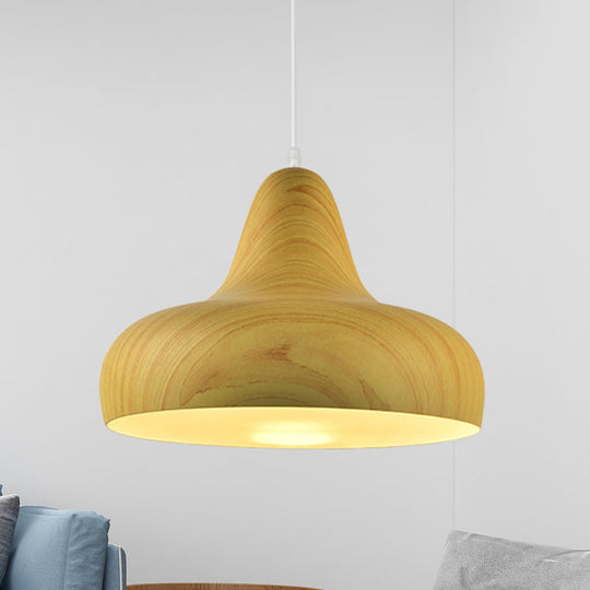 1-Light Warehouse Onion Aluminum Pendant - White/Coffee/Wood Ideal For Dining Room Wood