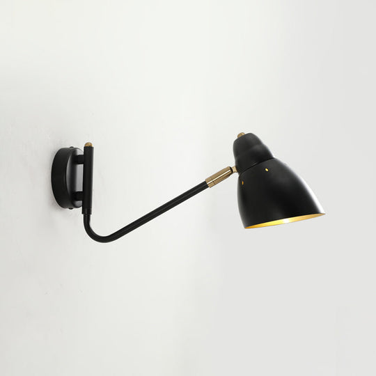 Black Farmhouse Wall Lamp With Angled Arm And Dome Shade - 1 Light Sconce