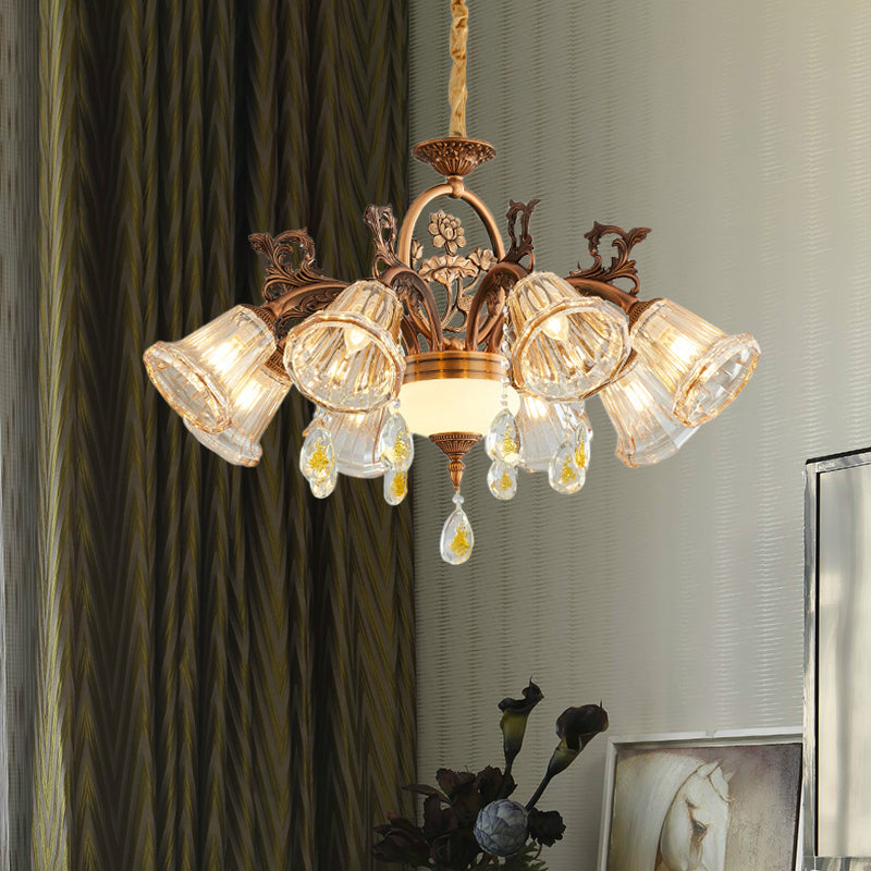 Traditional Crystal Dining Room Chandelier - Bronze Finish 6/8 Bulbs Suspended Lighting Fixture 8 /