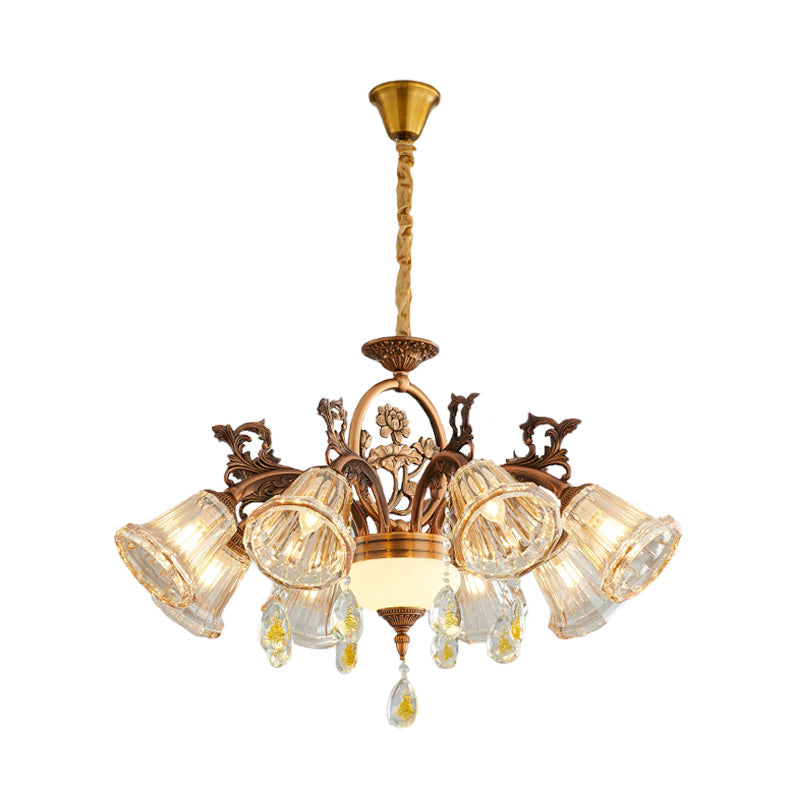 Traditional Crystal Dining Room Chandelier - Bronze Finish 6/8 Bulbs Suspended Lighting Fixture