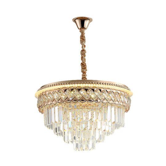 Modern Tiered Crystal Prism Led Pendant Light With Rose Gold Trim